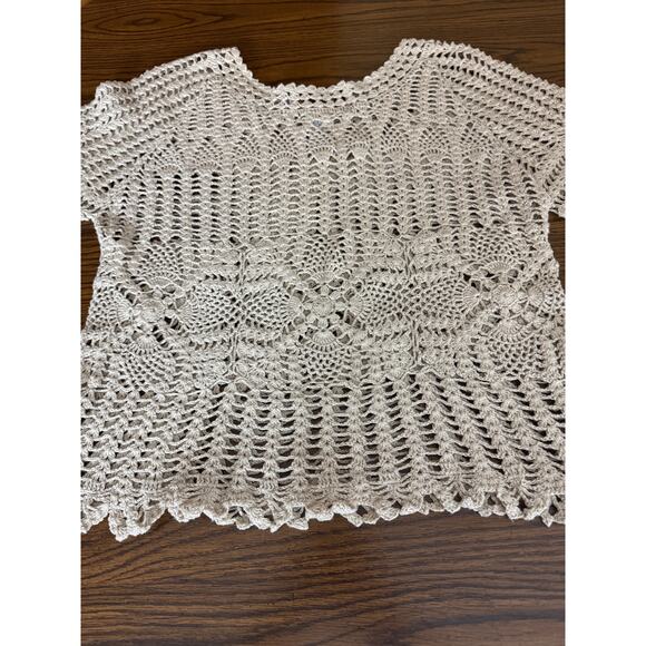 Vintage Tiara Crochet Sweater Y2K Boho Festival Knit Pullover Top M Cottage - Picture 7 of 10